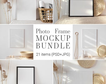 Photo Frame Mockup Bundle, Photo Template, Frame Art Print Mockup, 3x4 Frame Mockup, 4x3 Frame Mockup, Portrait Landscape Frame PSD Mockup