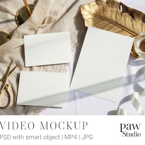 Video Card Mockup, 5x7 5x3,5 Karten Mockup, Set 3 Karten Mockup, Einladungskarte Mockup, Hochzeitsmockup, Video Mockup, Präsentation Mockup VGC