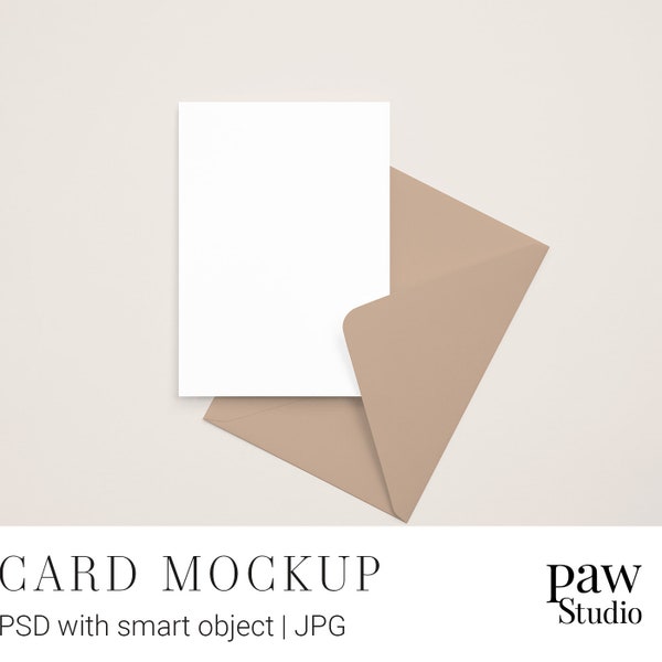 Card Mockup, 5x7 Card Mockup, Wedding Card Mockup, Customizable Envelope Color, Greeting Minimalistic Card Mockup Blank Card Mockup 8e