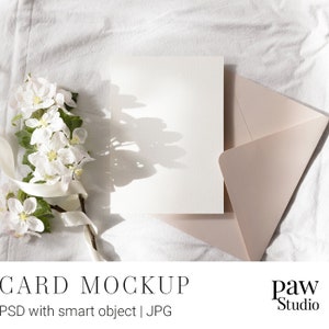 Mockup di biglietto 5x7, Mockup di cancelleria, Mockup di biglietto vuoto, Mockup minimalista, Mockup PSD, Mockup di biglietto da visita, Matrimonio minimalista, Biglietto con busta