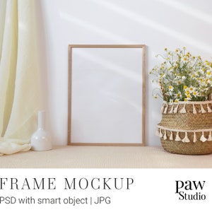 3x4 Frame Mockup, Photo Frame Mockup, Artwork Mockup,Thin Wood Frame Mockup, WallArt Frame Mockup, Print Poster Frame Mockup, Gallery Mockup