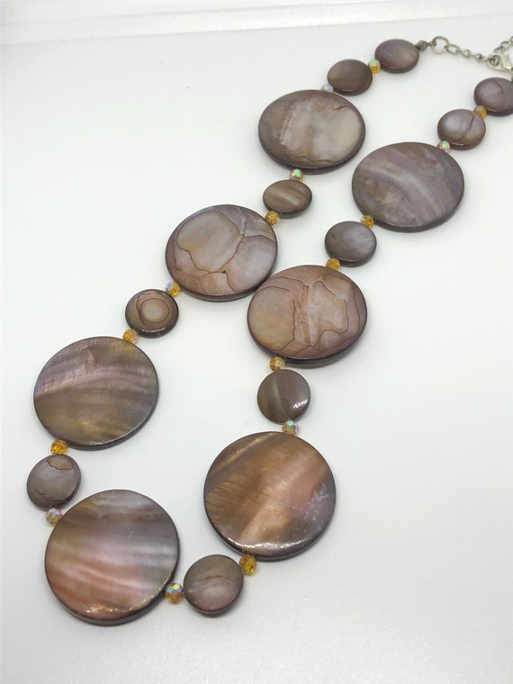 Vintage Polished Abalone Shell Beaded Necklace. 22