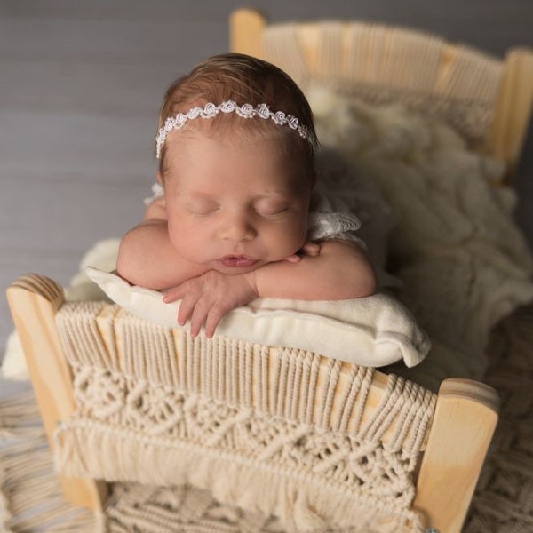 Newborn Photo Prop + Keepsake | Boho Baby Doll Bed