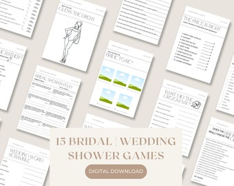 Bridal Shower Games Bundle | Wedding Shower Games Pack | With Answer Key | Digital Download | Printable | Editable | Customizable | Template