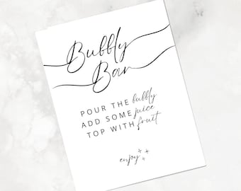 Champagne Bar Sign | Pop The Bubbly | Bubbly Bar | Printable | Instant Download | Digital Download |