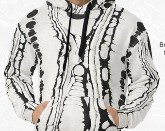Marbled Fleece Hoodie, Unique Swirl Design