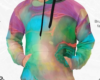 Marbled Unisex Hoodie, Abstract Swirl Art, Colorful Sweatshirt