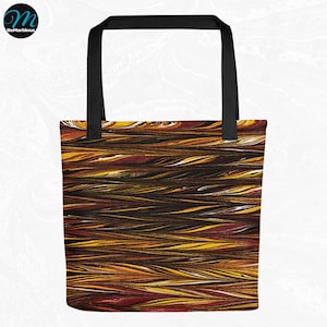 Marbled Tote Bag, Designer Bag, Marbled Accessories, yellow brown red