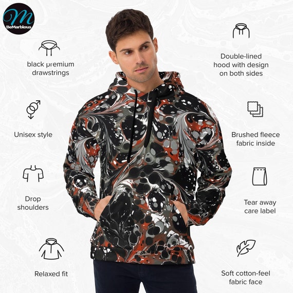 Marbled Hoodie Marbleized Sweatshirt Marbling Shirt Swirl Hoodie BeMarblous Design Unique Sweatshirt Artistic Clothing Gift