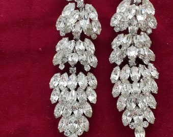 Napier rhinestone drop earrings. 2 1/2 inch by 7/8 inch.