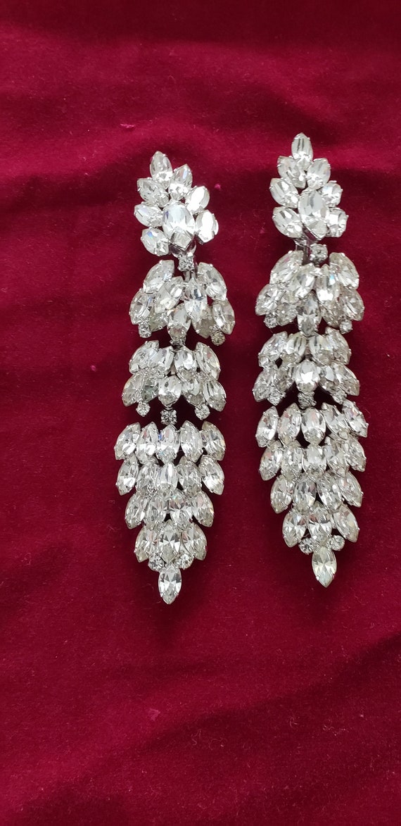 Napier rhinestone drop earrings. 2 1/2 inch by 7/8