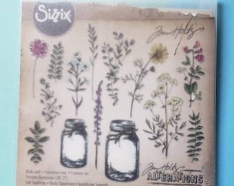 Sizzix-Tim Holtz alteration thin- lit dies. Botanicals and Mason jars.