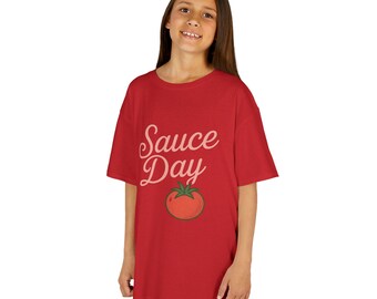 Kids Sauce Day Tee - Fun Cotton Shirt for Kids, Perfect for Summer Celebrations, Gift for Young Foodies, Birthday, Party Apparel