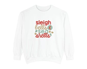 sleigh bells & sea shells Sweatshirt | Christmas coastal holiday design