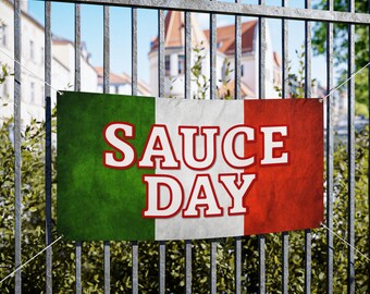 Italian Sauce Day Vinyl Banner, Festive Decoration, Outdoor Party Sign, Holiday Decor, Foodie Celebration Banner