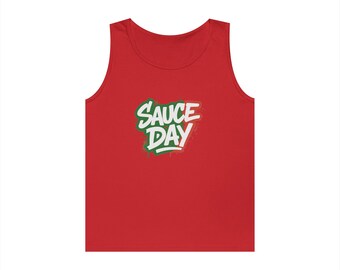Unisex Heavy Cotton Tank Top - Sauce Day Graphic Tank, Casual Summer Wear, Perfect for Food Lovers, BBQ Events, Gift for Friends