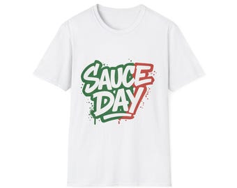 Sauce Day Unisex Softstyle T-Shirt, Graffiti Graphic Tee, Casual Streetwear, Perfect for BBQs & Parties