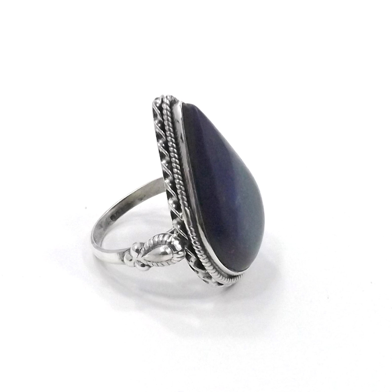 3.4 GM 925 Argent Sterling Naturel Lapis Lazuli Cab Gemme Jali Taille