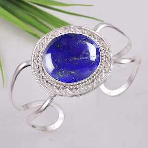 Exclusive Lapis Lazuli adjustable bracelet/cuff bangle! Handmade Bracelet! Gemstone cuff bangle! Woman's Bangle! Gift For Her! Designer