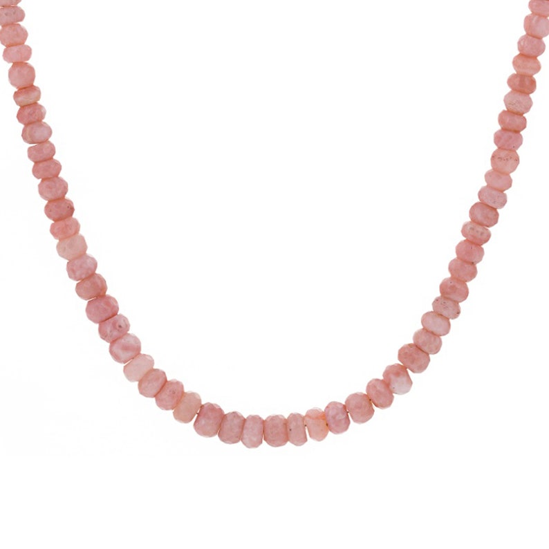 Halsband med rosa peruanska opalpärlor - Rosa opalpärlor i silver - Handgjorda smycken - Halsband för kvinnor bild 2
