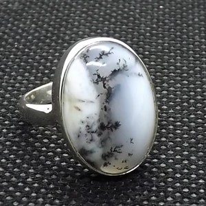 Dendritic opal Ring - Dendritic opal sterling Silver Jewelry - Handmade Silver Jewelry - Unisex ring - Ring size 6 thru 09
