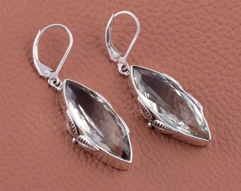 Pendientes colgantes de amatista verde, plata de ley, piedra natal de febrero