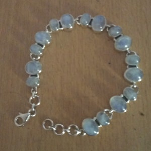 Natural Rainbow moonstone bracelet  • 925 sterling silver bracelet • Gemstone bracelet•Rainbow jewelry•Birth stone jewelry• Anniversary Gift