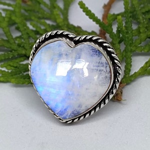 Ring Silber Zirkonia Blau Regenbogen Mondstein Blumenform 925 Sterling Silber Edelstein Ring Für Ring Verstellbar