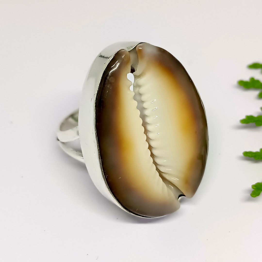 Shell Ring Silver Cowrie Shell 925 Sterling Silver Ring, Handmade Boho Jewelry - Etsy