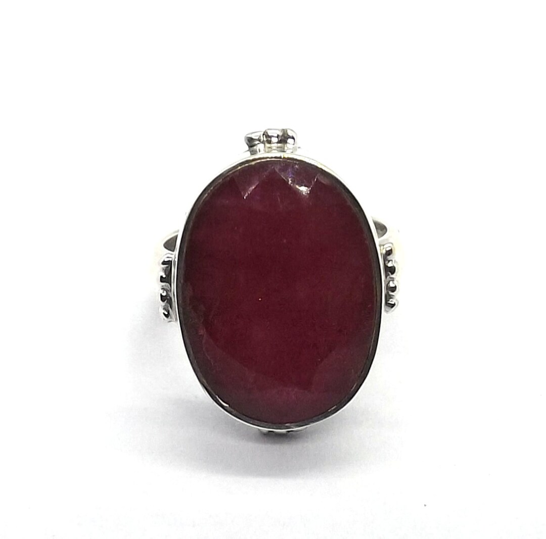 Red Beryl 925 Sterling Silver Ring - Handmade Gemstone Jewelry ...