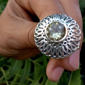 Natural green amethyst handmade 925 sterling silver ring - Solid silver ring - women ring - Designer ring - Amethyst silver jewelry