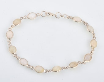 Ethiopian Opal Bracelet, 925 Sterling Silver, Handmade Gemstone Jewelry