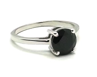 Anillo de ónix negro natural - Joyería de plata de ley de ónix negro - Anillo del dedo medio - Anillo unisex - Anillo de compromiso - Joyería de ónix - Artículo de regalo