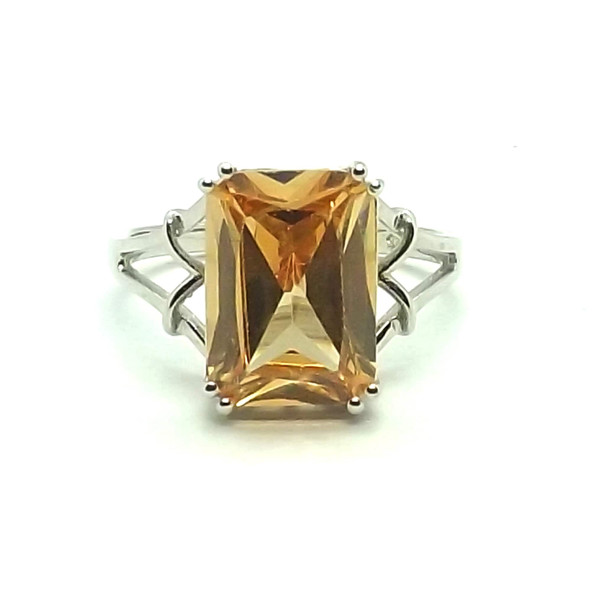 Citrine 925 Sterling Silver Ring Natural Yellow Gemstone Size 4 5 6 7 8 9 10 11