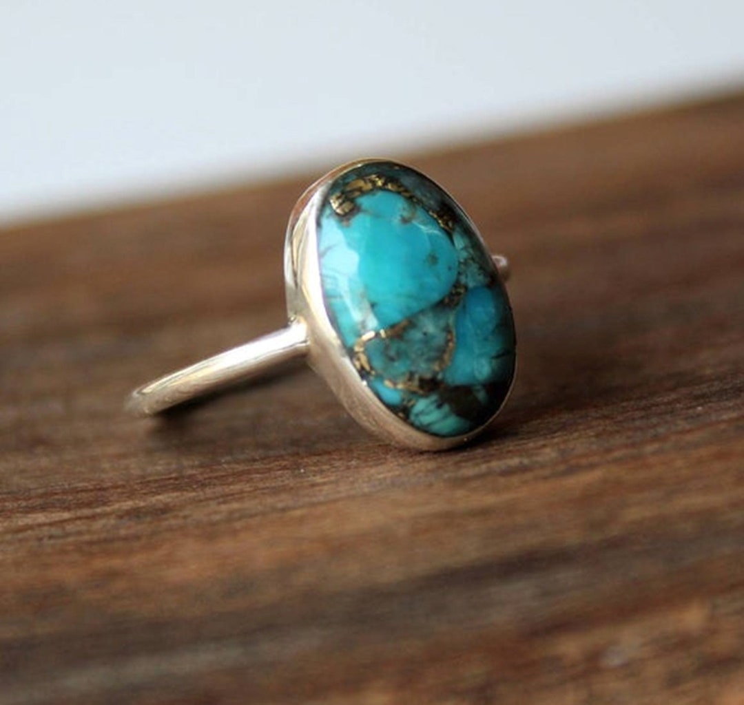Blue Copper Turquoise 925 Sterling Silver Ring Handmade Ring - Etsy
