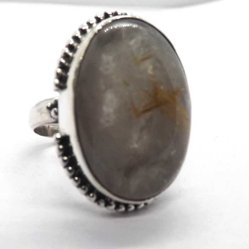 Sterling Silver Rutile Jewelry Golden Rutile Ring Handmade Ring Solid Silver ring Christmas Gift Jewelry