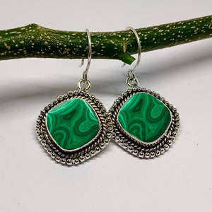 Beautiful Green Malachite Earrings 925 Sterling Silver Gemstone Earring Handmade Gift Unique Earring For Women Anniversary Bridesmaid Gifts