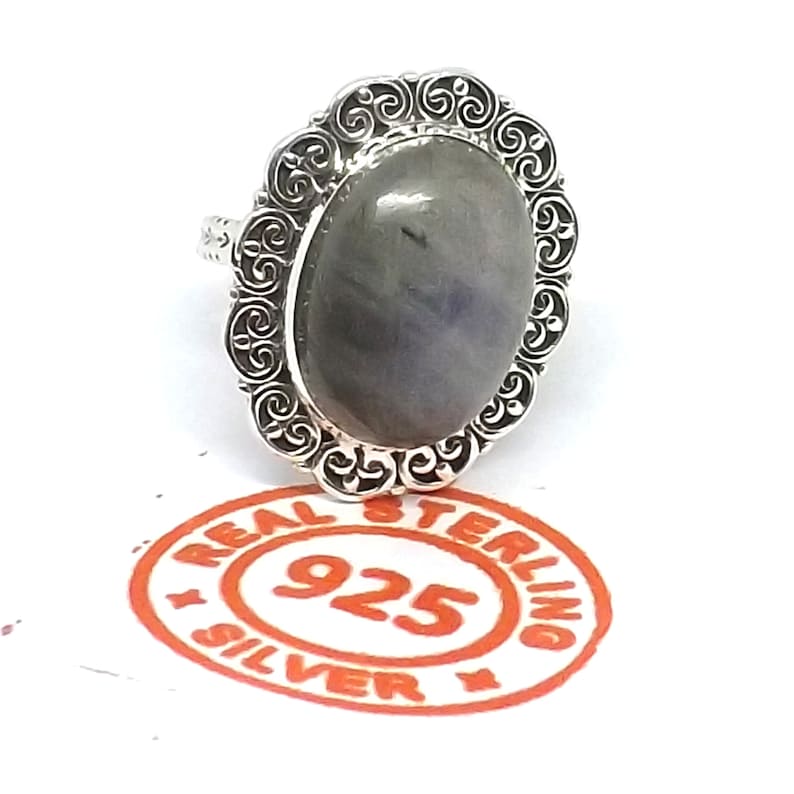 Natural Labradorte Rng Sterlng Slver Rng Pear Stone Rng | Etsy