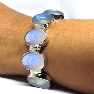 Natural Rainbow Moonstone bracelet-925 sterling silver bracelet-Gemstone Handmade bracelet-Rainbow jewelry-Unique Gift For Women-Minimalist