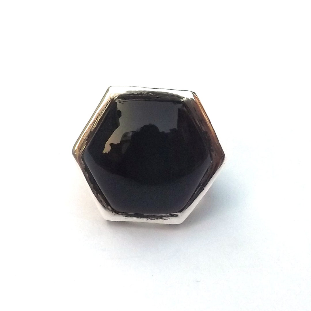 ENSEMBLE DE BAGUES En Onyx Noir Cercueil Vintage En Argent Sterling