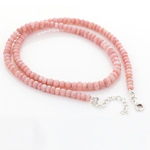 Halsband med rosa peruanska opalpärlor - Rosa opalpärlor i silver - Handgjorda smycken - Halsband för kvinnor bild 1