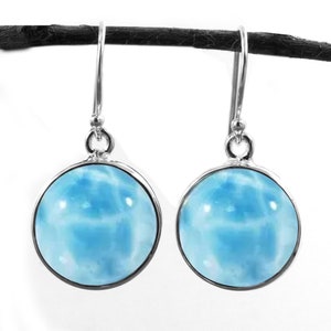 925 Sterling Silver Blue Larimar Handmade Earrings Larimar Gemstone Jewelry Classic Dangle Earrings For Women Birthday Gift For Girlfriend