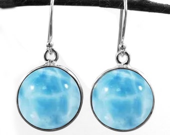 Blue Larimar 925 Sterling Silver Dangle Earrings, Handmade Jewelry