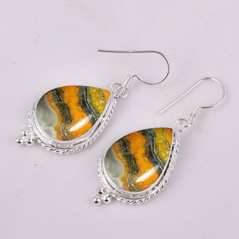 Heart Shape Imperial Jasper Dangle Earrings