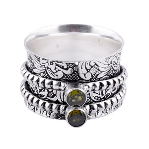 Natural Peridot sterling silver Spinner Ring | Meditation Ring | Peridot silver jewelry | 925 sterling silver spinner ring | Thumb Ring