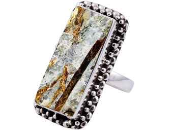 Raw Astrophyllite Sterling Silver Ring, Handmade Gemstone Jewelry