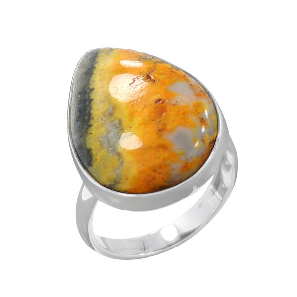 Beautiful Bumble Bee Jasper Ring - 925 Sterling Silver Ring - Handmade Ring - Christmas Gift Jewelry - Middle finger ring - Unique Gift Ring