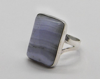 Blue lace agate Ring - Blue lace Silver Jewelry - Handmade Silver Jewelry - Artisan Jewelry - Unisex ring - Agate ring