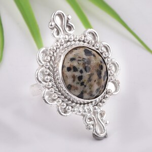 Dalmatian Jasper Ring* 925 Sterling Silver Ring* Natural Dalmatian Genuine Jasper Gemstone Ring* Handmade Ring Jewelry* Gift for her