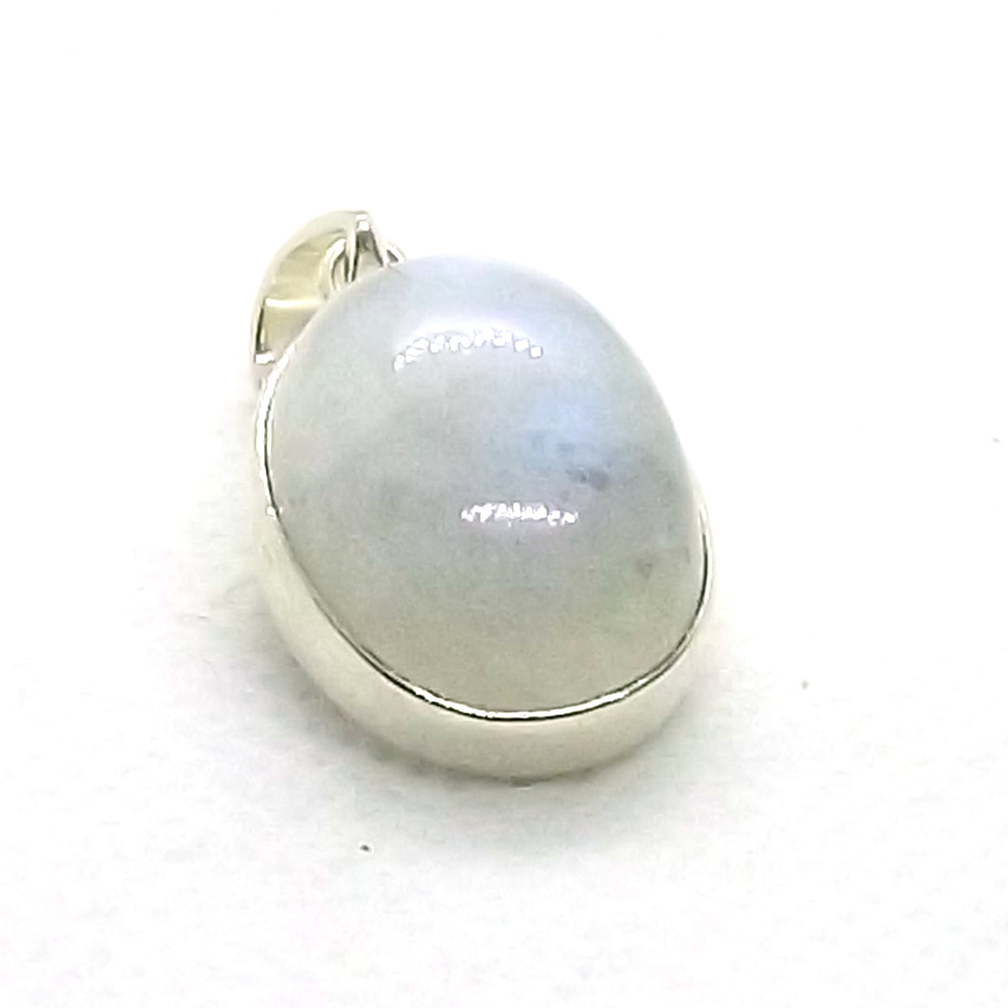 Ciondolo Artigianale In Argento 925 Con Pietra Di Luna, Cabochon Perla, Senza Catena, India